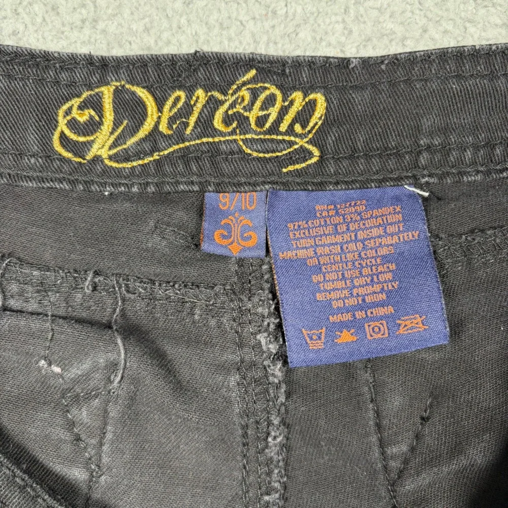 Dereon Womens Black Skinny Jeans Full Back Zipper Sz 9/10 Y2K Biker‎ Rocker Moto